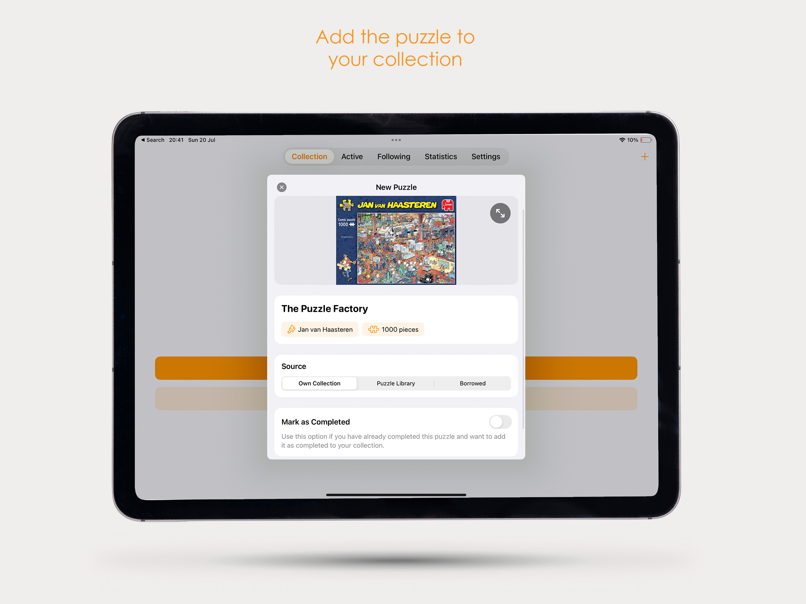 JVH Puzzle add to collection iPad